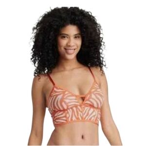 Women's Orange and White Zebra Stripe Bralette L